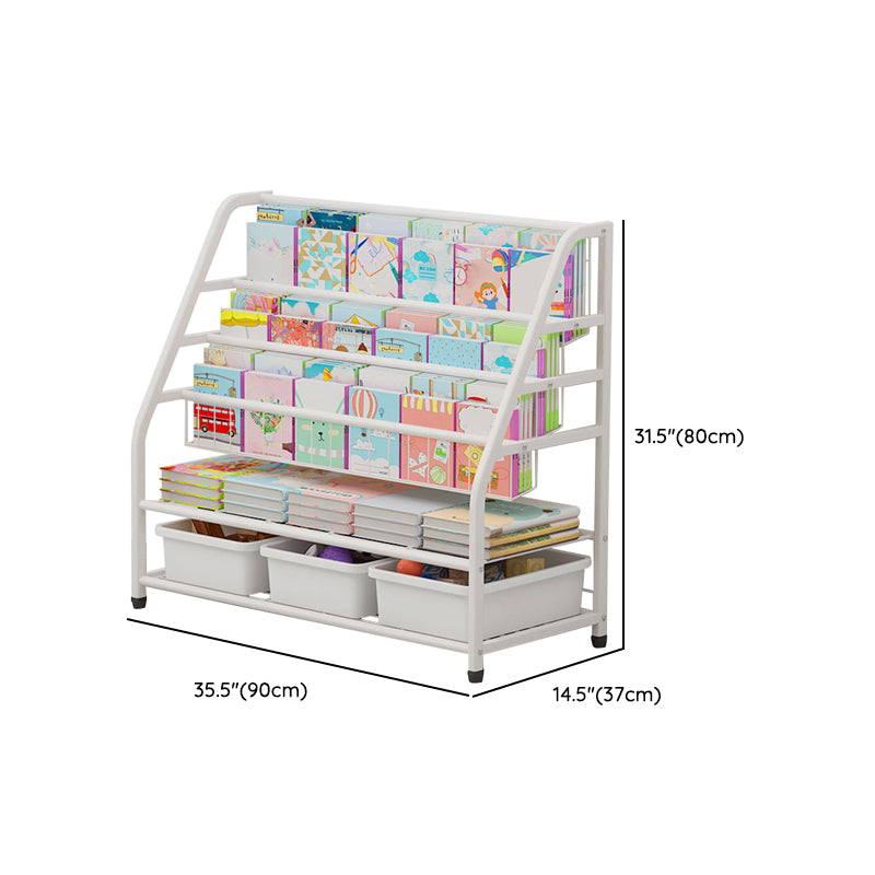 Scandinavian Metal Book Shelf Freestanding Book Display in White