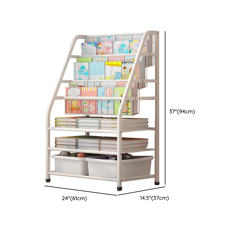 Scandinavian Metal Book Shelf Freestanding Book Display in White