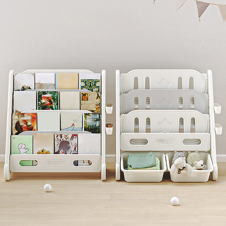 Contemporary Freestanding Book Display Plastic Bookcase with Closed Back