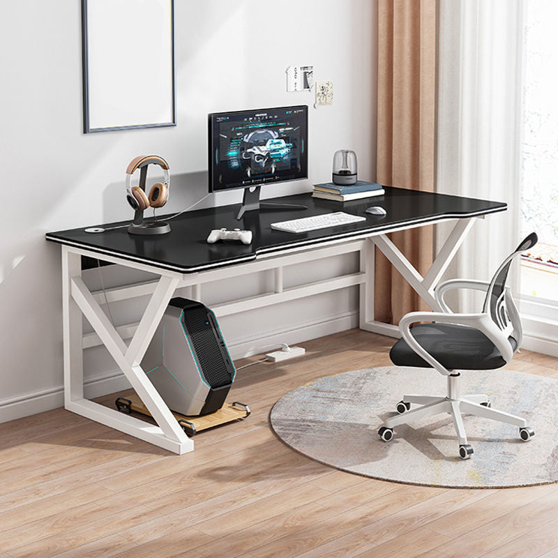 Modern Gaming Desk Antique Finish Writing Desk with Metal Legs