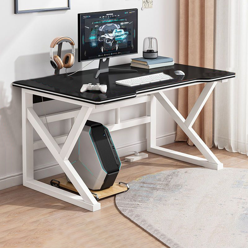 Modern Gaming Desk Antique Finish Writing Desk with Metal Legs