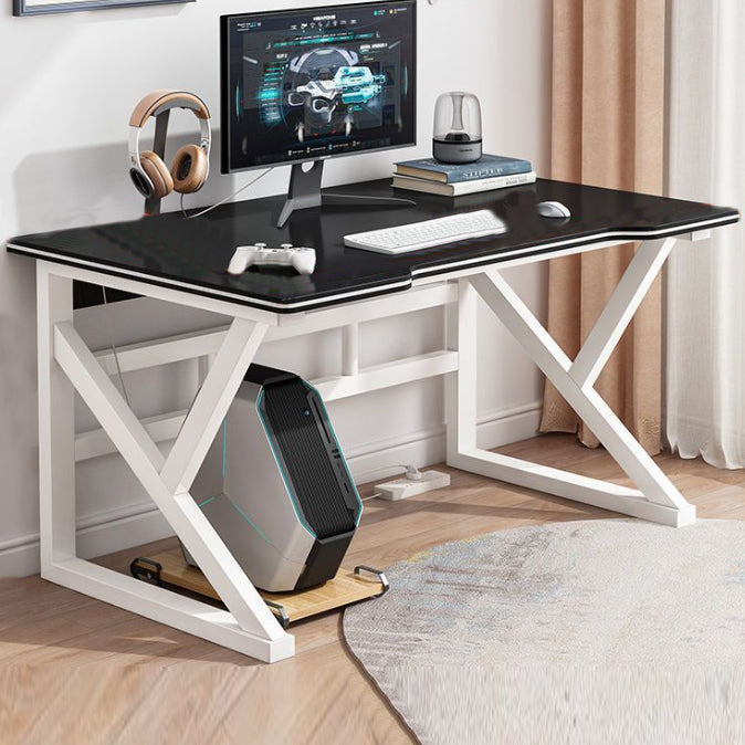 Modern Gaming Desk Antique Finish Writing Desk with Metal Legs