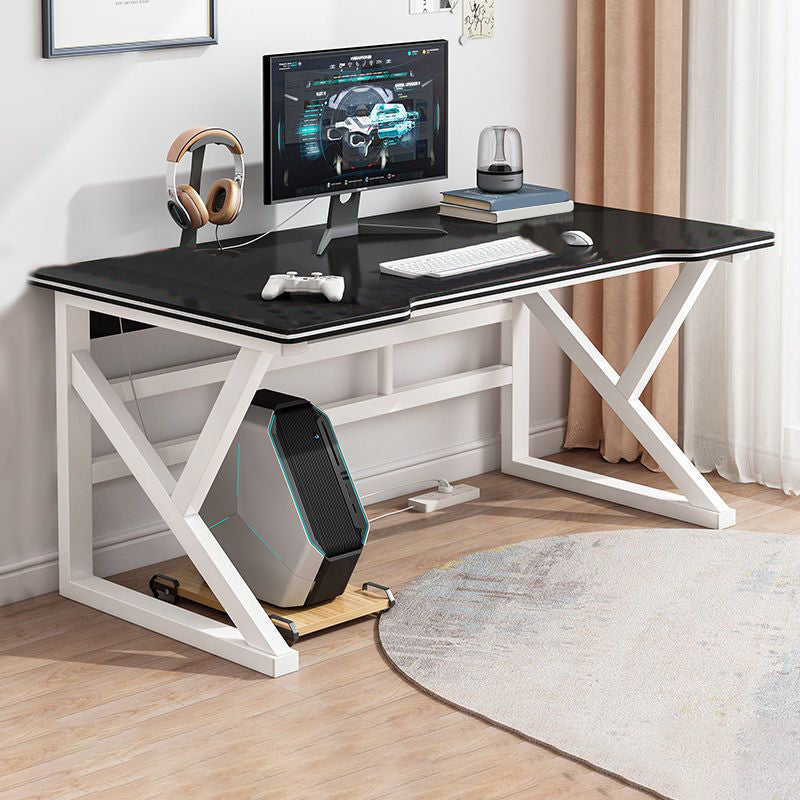 Modern Gaming Desk Antique Finish Writing Desk with Metal Legs