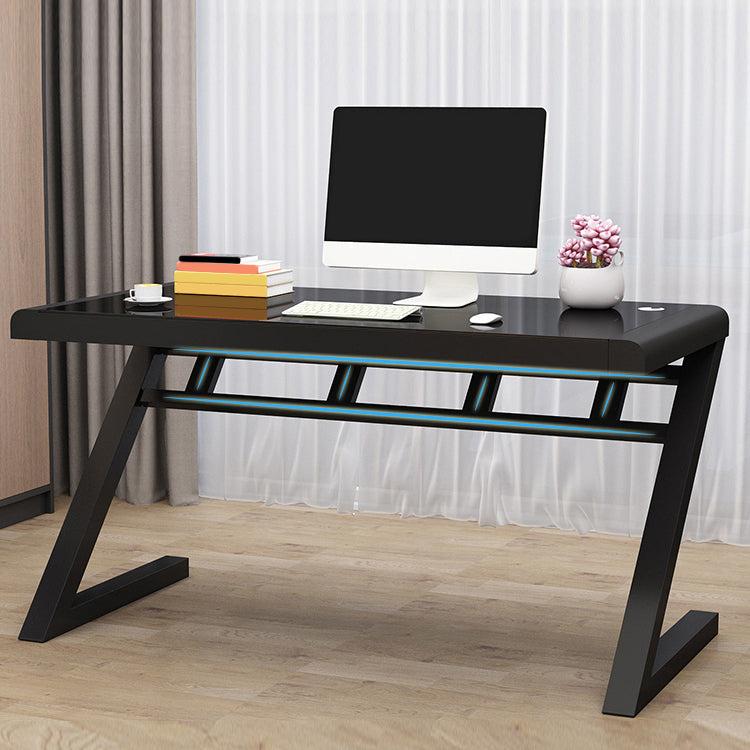 Modern Glass Top Gaming Desk 29.53-inch Tall Rectangular Computer Desk