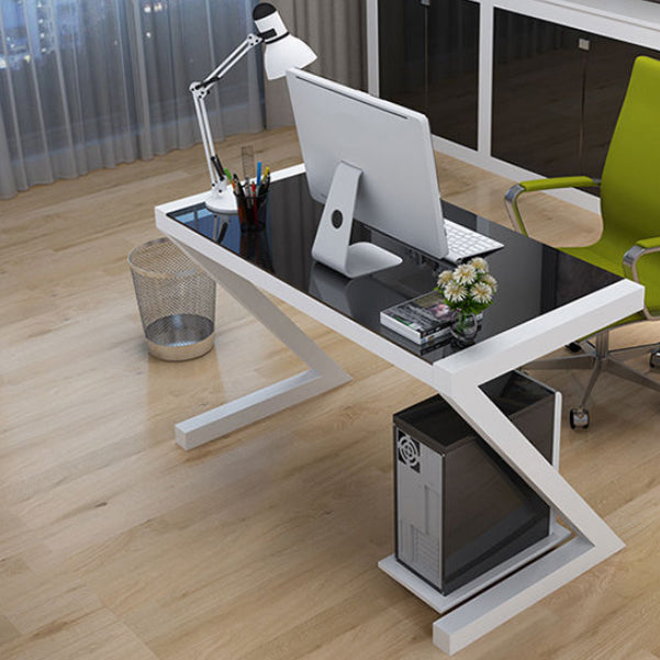 Modern Glass Top Gaming Desk 29.53-inch Tall Rectangular Computer Desk