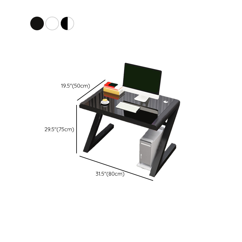 Modern Glass Top Gaming Desk 29.53-inch Tall Rectangular Computer Desk