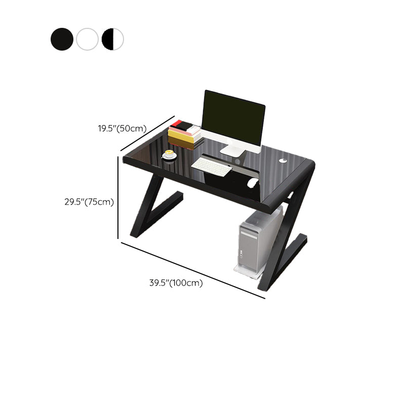 Modern Glass Top Gaming Desk 29.53-inch Tall Rectangular Computer Desk