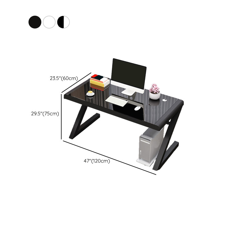 Modern Glass Top Gaming Desk 29.53-inch Tall Rectangular Computer Desk