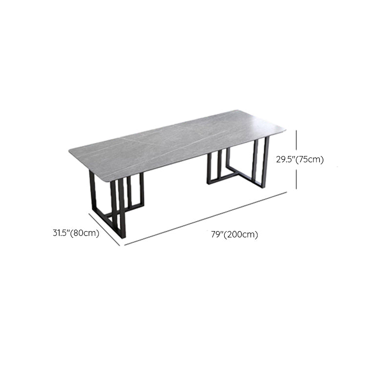 Modern Style Stone Office Desk Rectangular Shape Conference Table with 2-Legs in Black