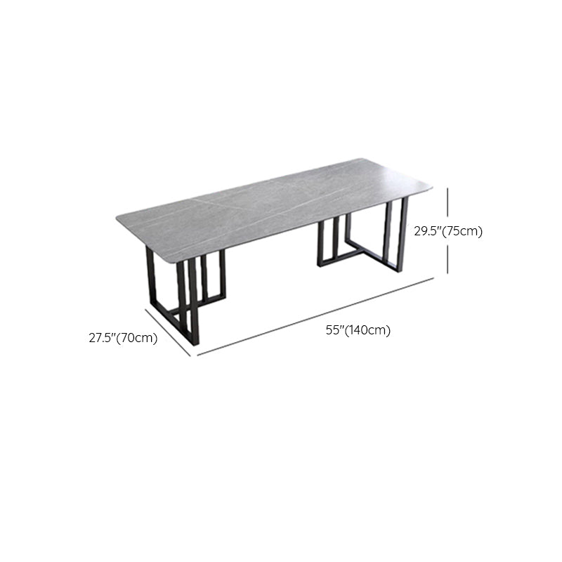 Modern Style Stone Office Desk Rectangular Shape Conference Table with 2-Legs in Black