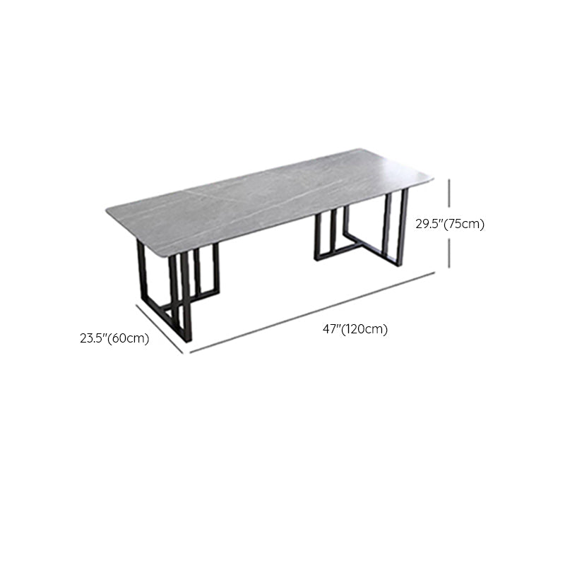 Modern Style Stone Office Desk Rectangular Shape Conference Table with 2-Legs in Black