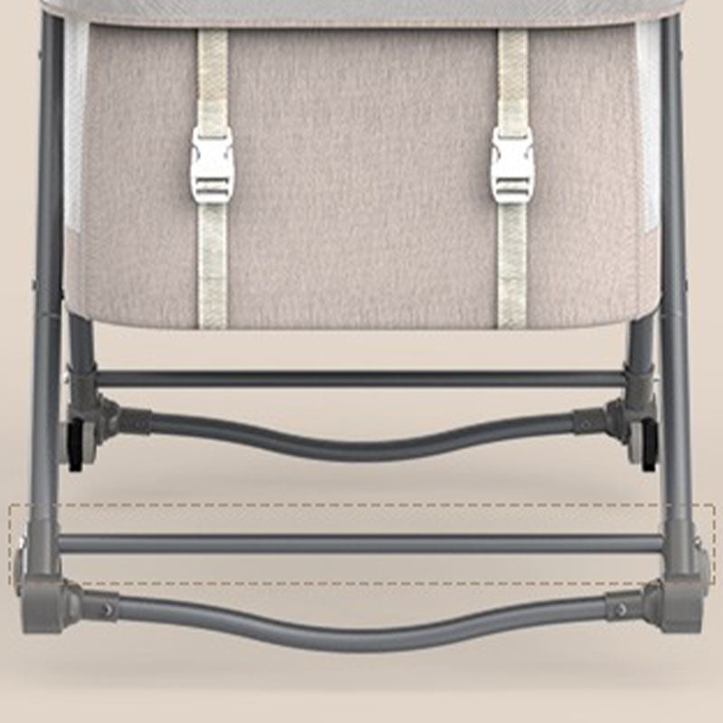 Foldable and Convertible Crib Cradle Square Metal Bassinet with Wheel