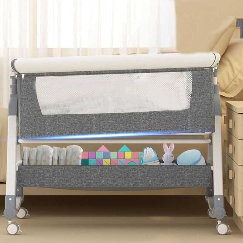 Portable Oval Bassinet Metal Cradle with 4 Wheels Stand for Newborn