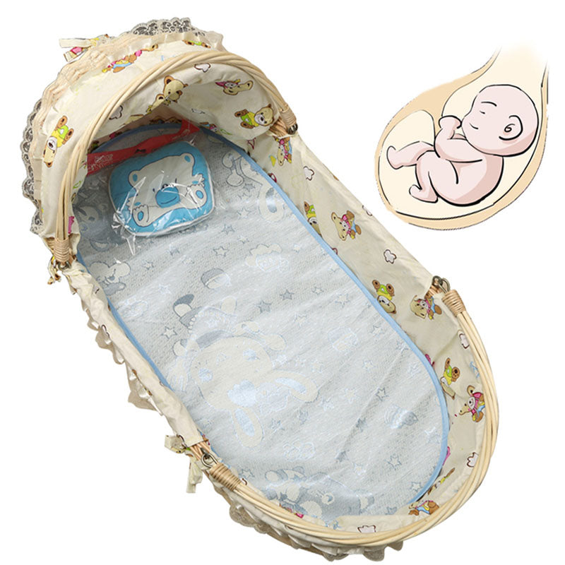 Traditional Portable Moses Basket Oval Cradle with Playpen for Newborn