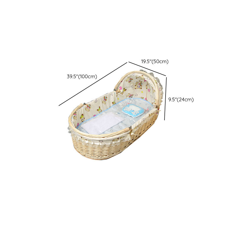 Traditional Portable Moses Basket Oval Cradle with Playpen for Newborn