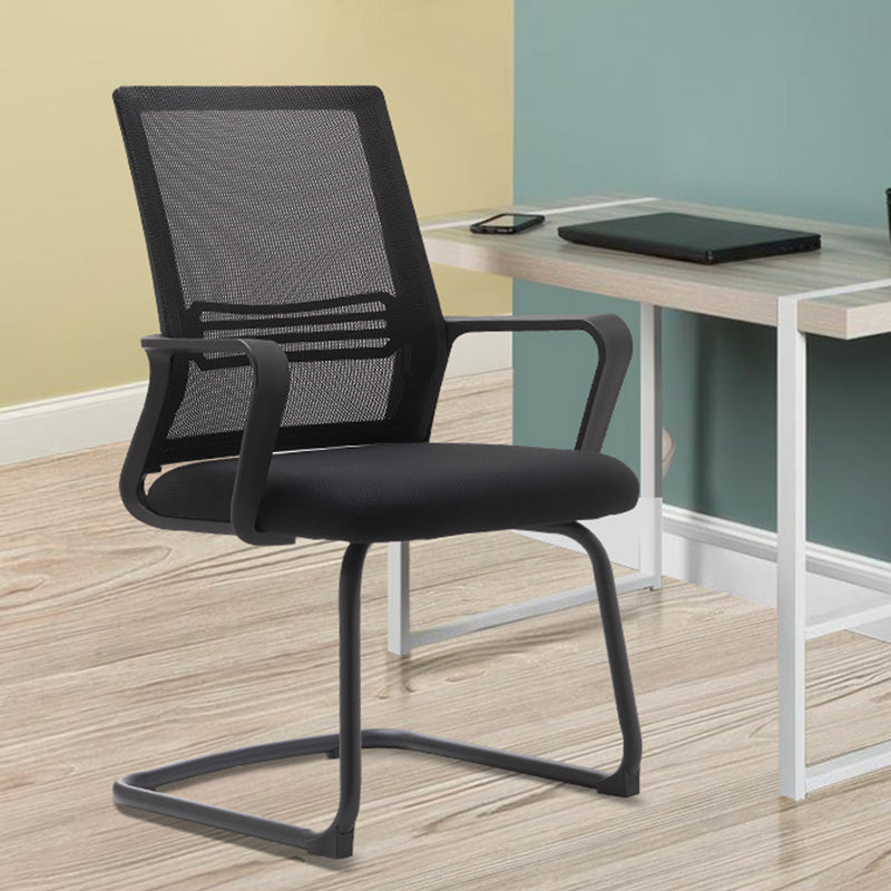 Modern Fixed Arms Office Chair No Wheels No Distressing Ergonomic Desk Chair