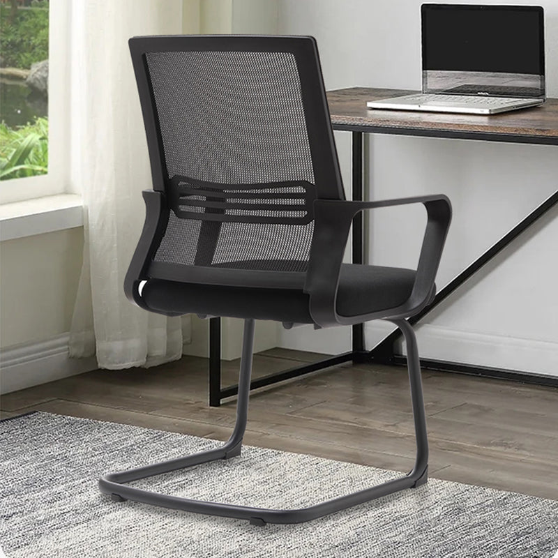 Modern Fixed Arms Office Chair No Wheels No Distressing Ergonomic Desk Chair