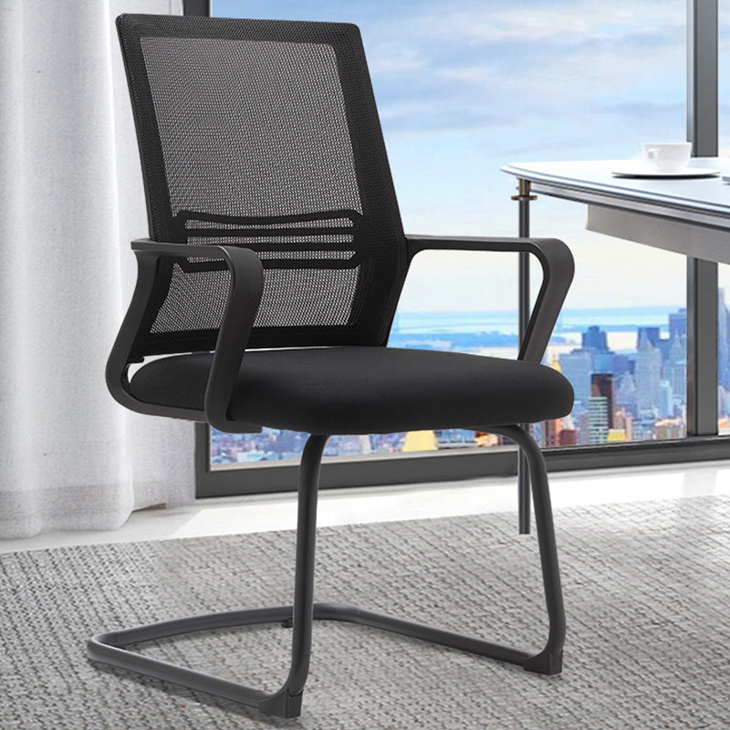 Modern Fixed Arms Office Chair No Wheels No Distressing Ergonomic Desk Chair