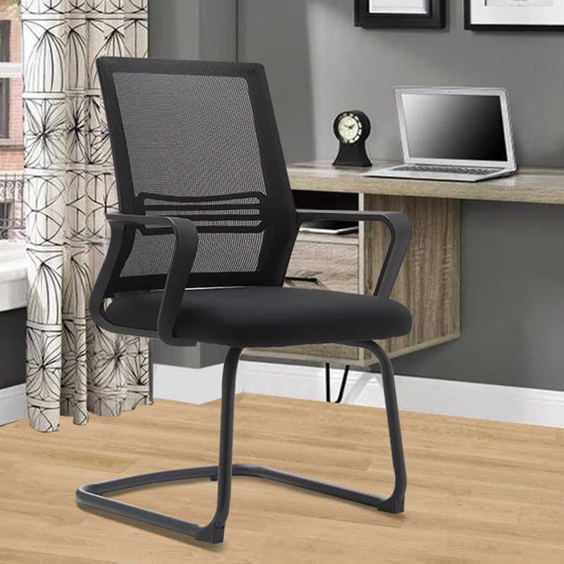 Modern Fixed Arms Office Chair No Wheels No Distressing Ergonomic Desk Chair