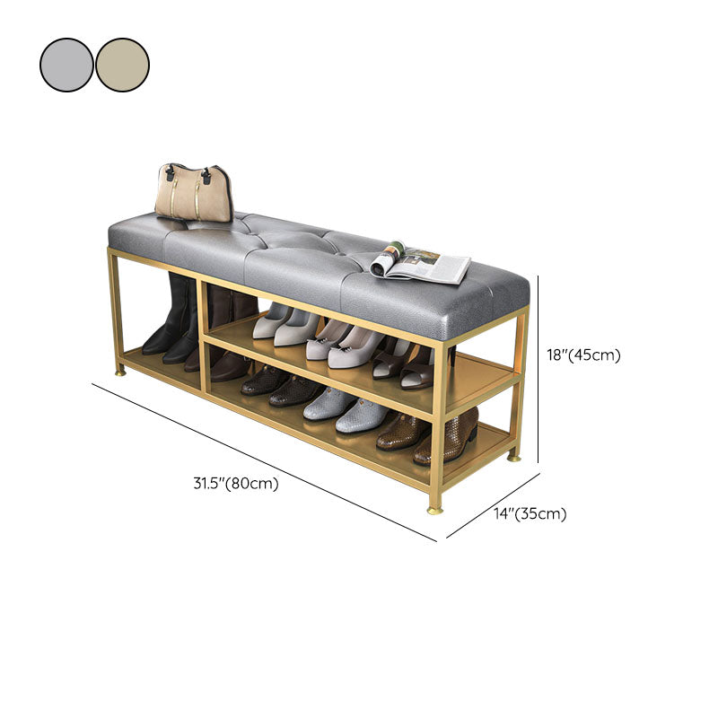 Contemporary Seating Bench Cushioned Metal Entryway Bench , 14-inch Width