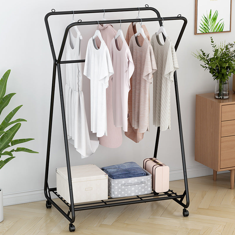 Contemporary Metal Coat Rack Storage Shelf Coat Rack with Castors