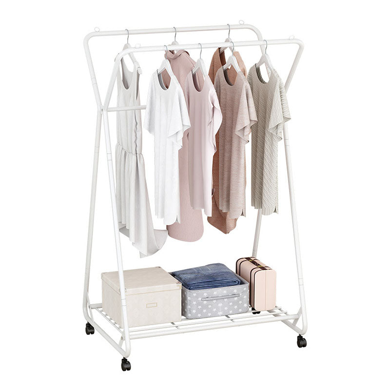 Contemporary Metal Coat Rack Storage Shelf Coat Rack with Castors