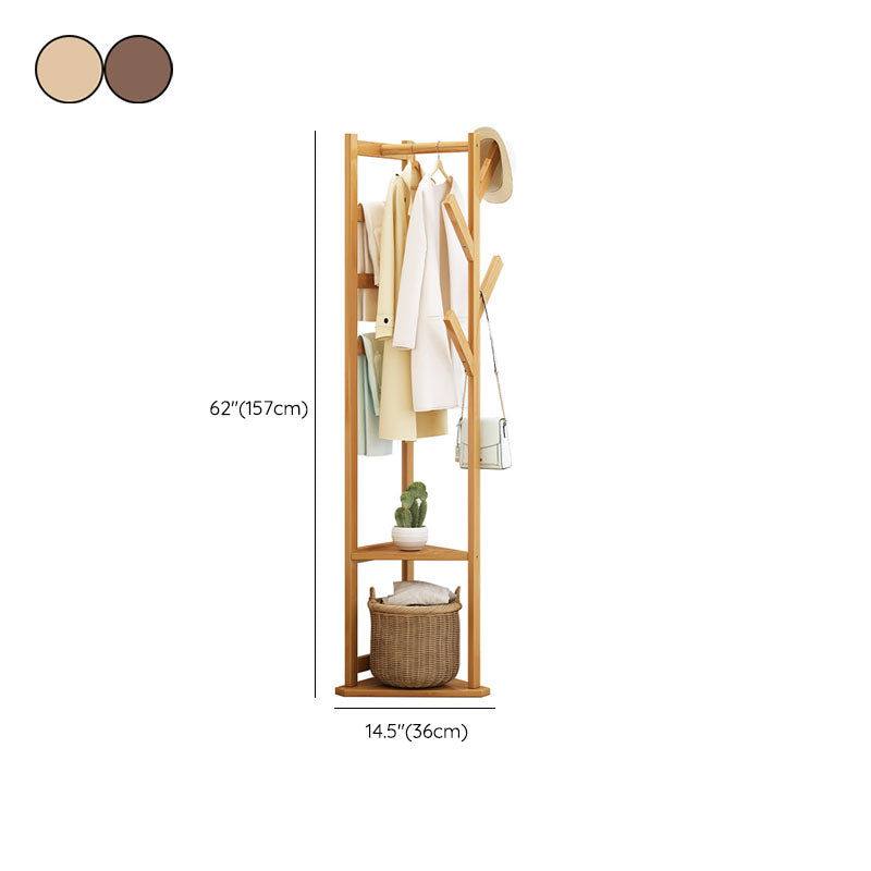 Modern Wood Entry Hall Tree Free Standing Coat Rack with 4 Hooks