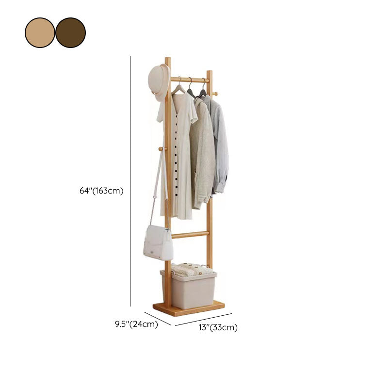 Contemporary Wood Entry Hall Tree Standing Coat Rack with Hooks