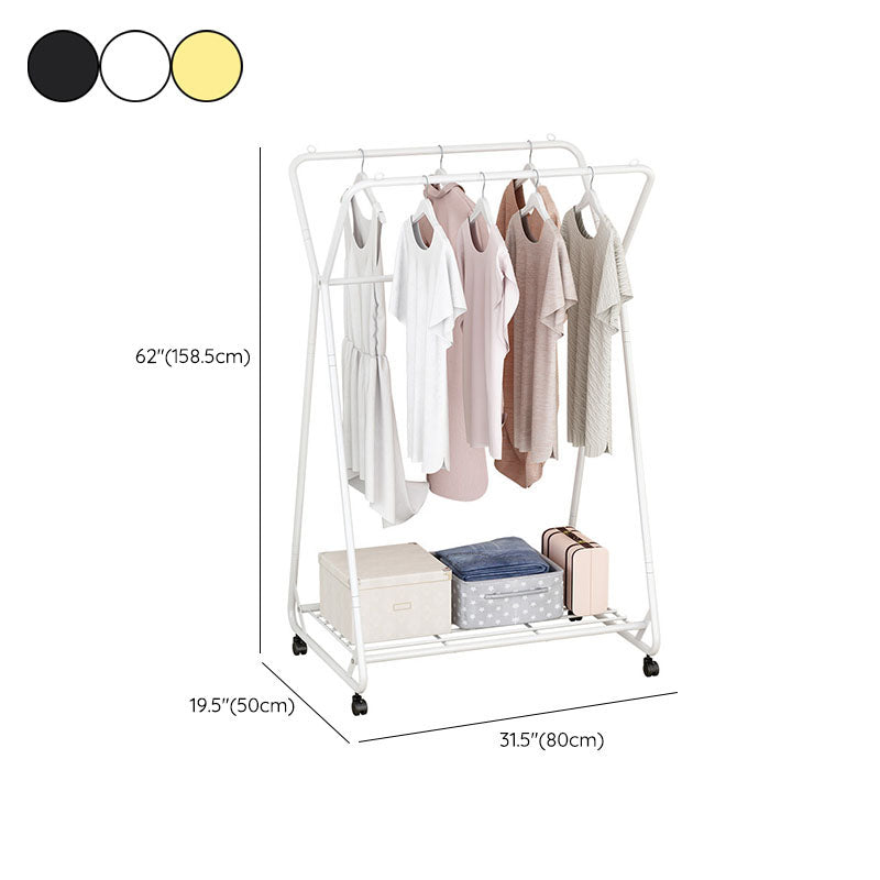 Contemporary Metal Coat Rack Storage Shelf Coat Rack with Castors