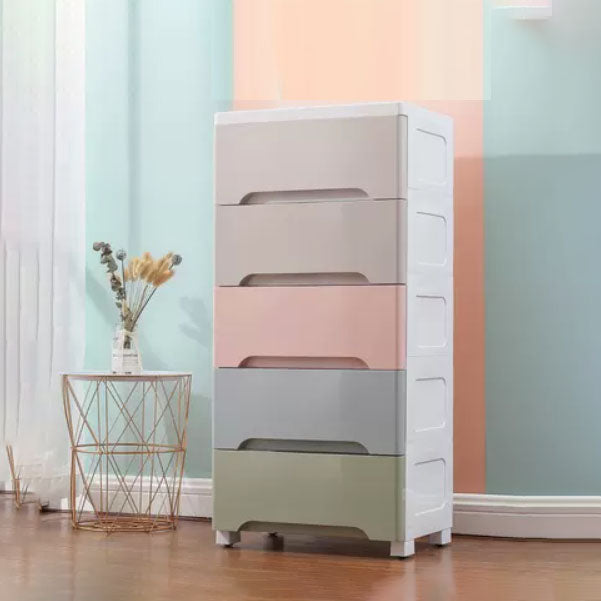 Plastic Kids Nightstand Modern Chest Nursery Dresser with 5/6 Drawers