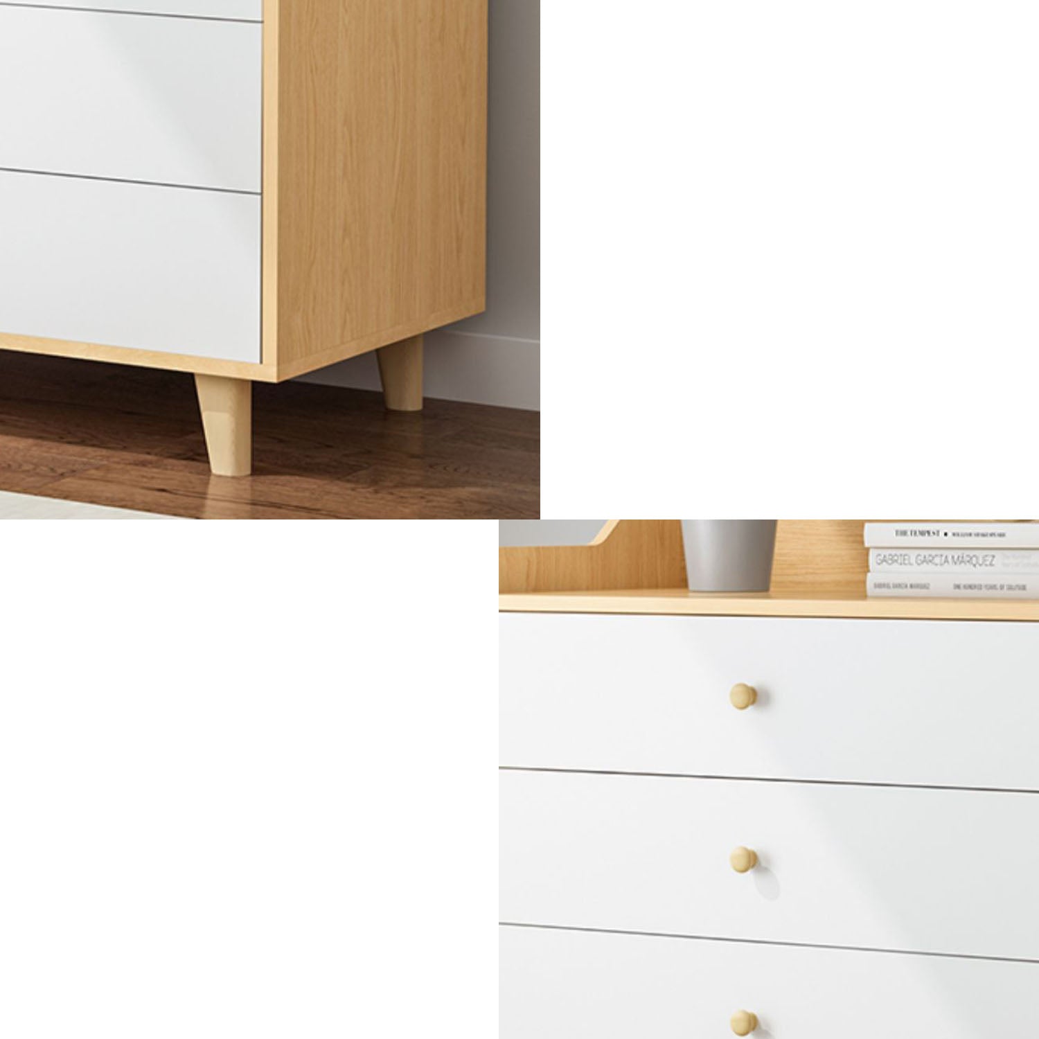 Scandinavian Nursery Dresser Solid Wood Kids Nightstand , 12.48 Inch Width