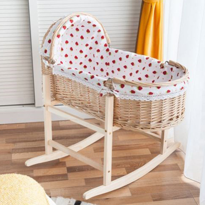 Rattan Oval Bassinet Rocking and Gliding Crib Cradle for Baby