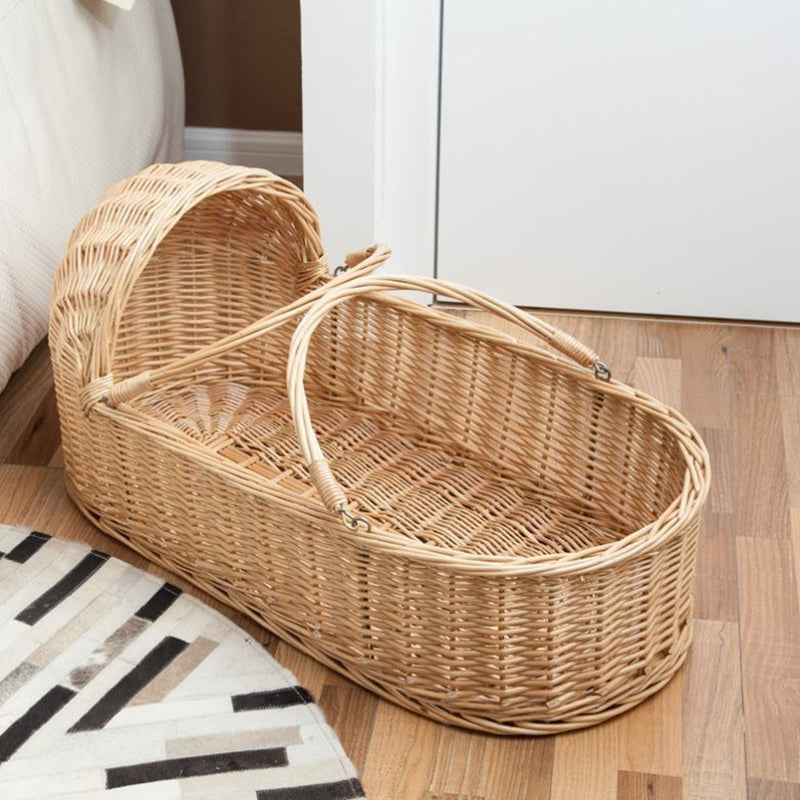 Rattan Oval Bassinet Rocking and Gliding Crib Cradle for Baby