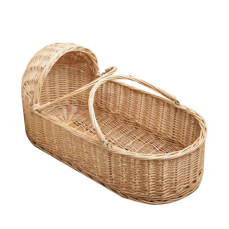 Rattan Oval Bassinet Rocking and Gliding Crib Cradle for Baby