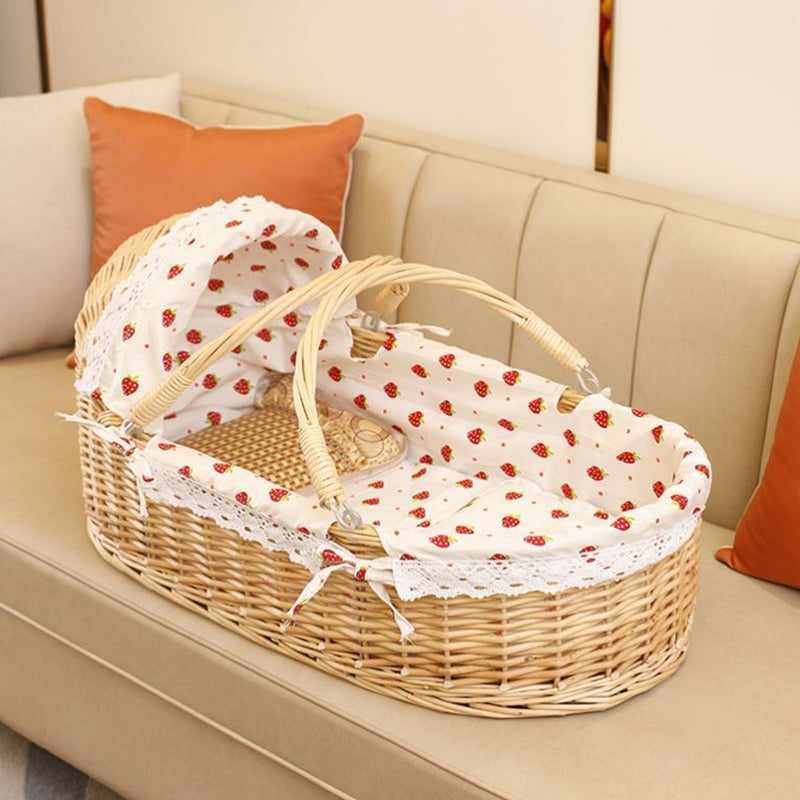 Rattan Oval Bassinet Rocking and Gliding Crib Cradle for Baby