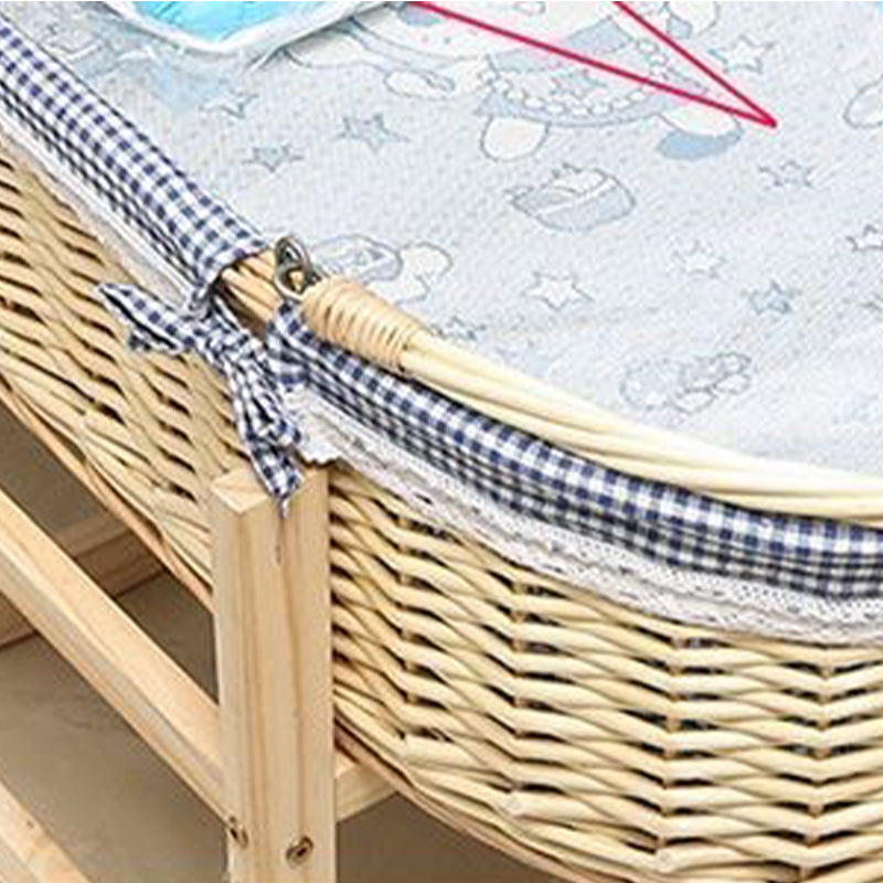 Rattan Oval Bassinet Rocking and Gliding Crib Cradle for Baby