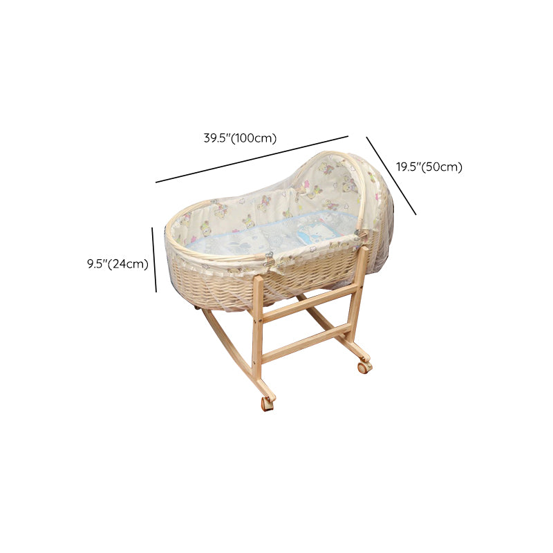 Rattan Oval Bassinet Rocking and Gliding Crib Cradle for Baby