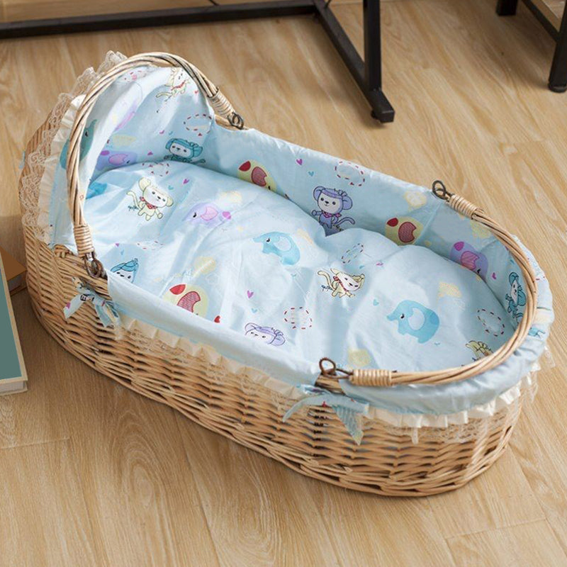 Solid Wood Oval Bassinet Rocking and Gliding Crib Cradle for Baby