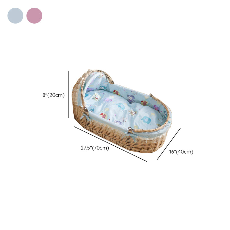 Solid Wood Oval Bassinet Rocking and Gliding Crib Cradle for Baby