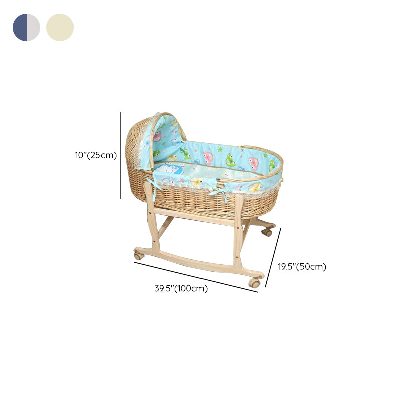 Solid Wood Oval Bassinet Rocking and Gliding Crib Cradle for Baby