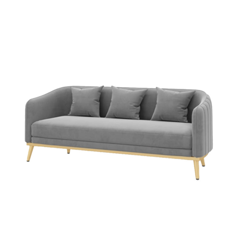 Coffee Shop Sofa with Pillows Contemporary Style Tuxedo Arm Sofa