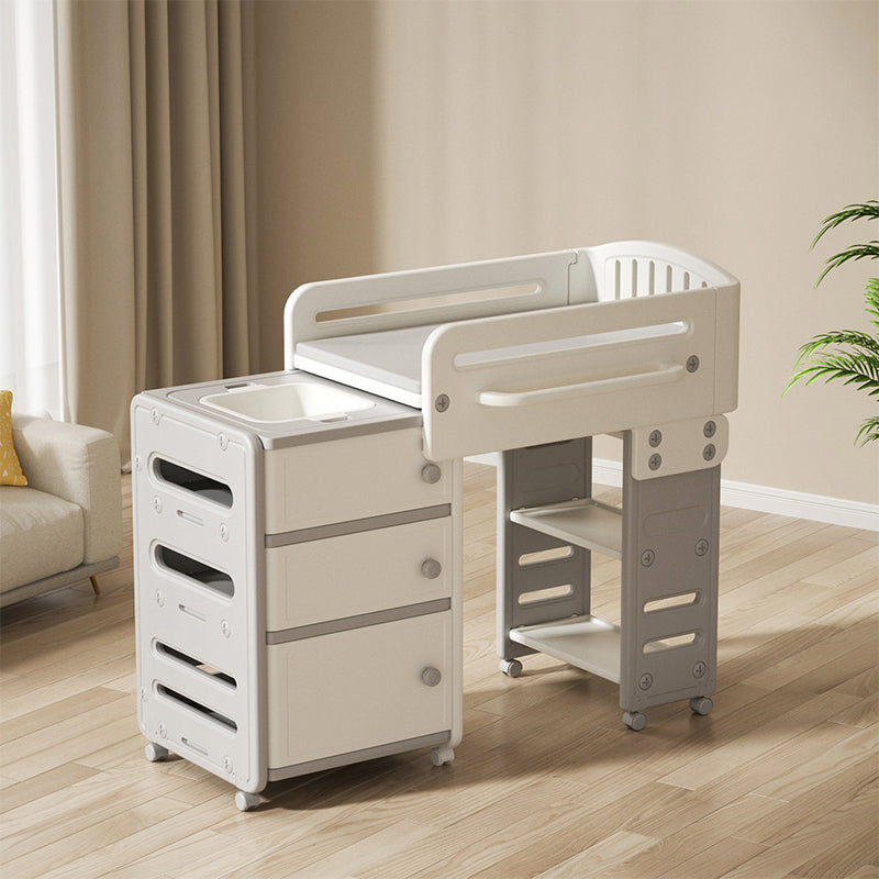 Modern Arch Top Changing Table Dresser Gray Changing Table Dresser with Safety Rail