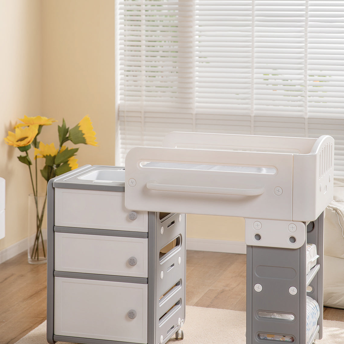 Modern Arch Top Changing Table Dresser Gray Changing Table Dresser with Safety Rail