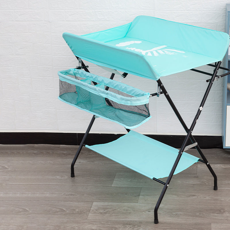 Folding Changing Table Flat Top Changing Table with Safety Rails and Storage