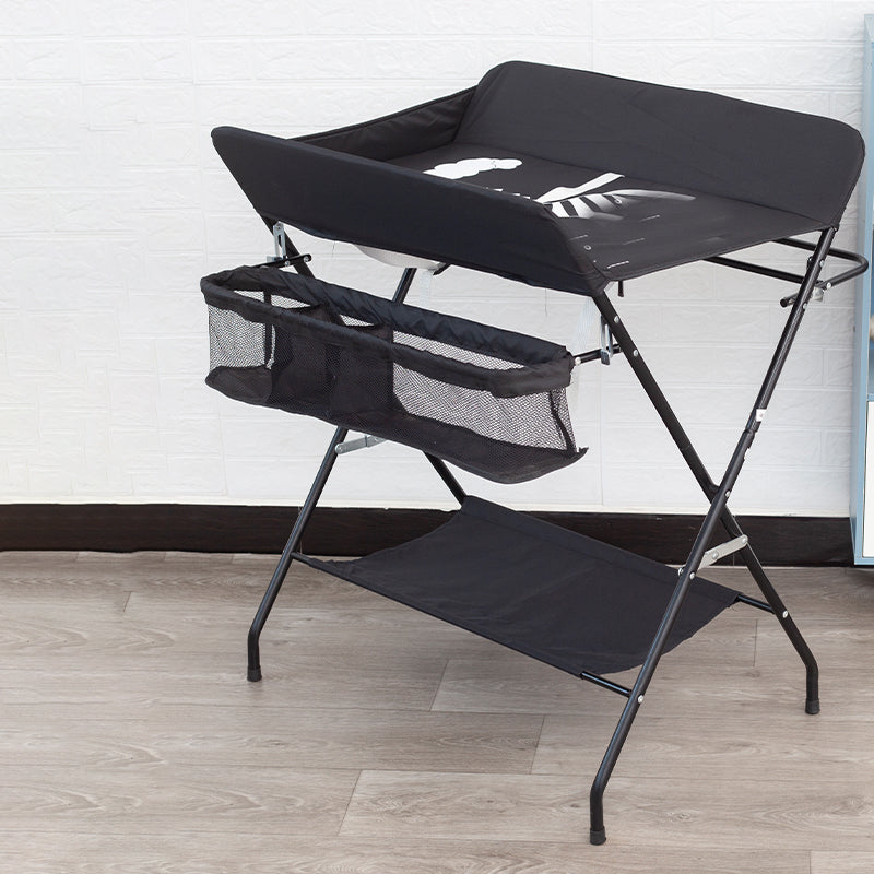 Folding Changing Table Flat Top Changing Table with Safety Rails and Storage