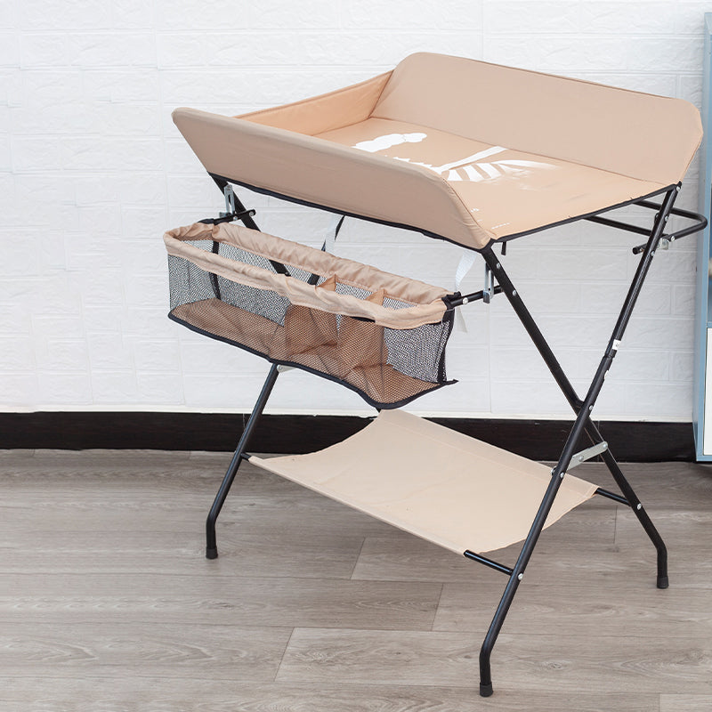 Folding Changing Table Flat Top Changing Table with Safety Rails and Storage