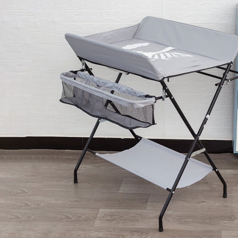 Folding Changing Table Flat Top Changing Table with Safety Rails and Storage