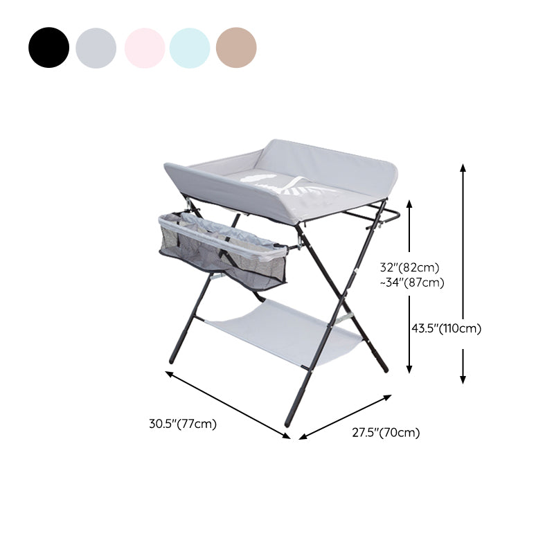 Folding Changing Table Flat Top Changing Table with Safety Rails and Storage