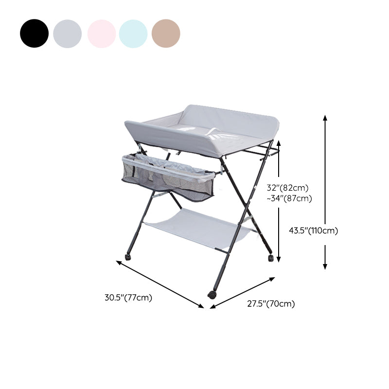 Folding Changing Table Flat Top Changing Table with Safety Rails and Storage