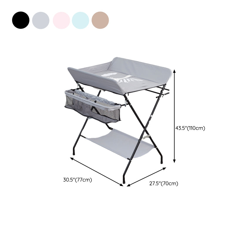 Folding Changing Table Flat Top Changing Table with Safety Rails and Storage